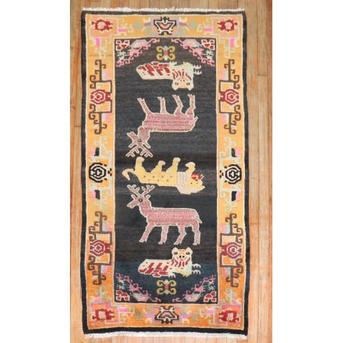 Tibetan Lion Deer Pictorial Rug No. 31779