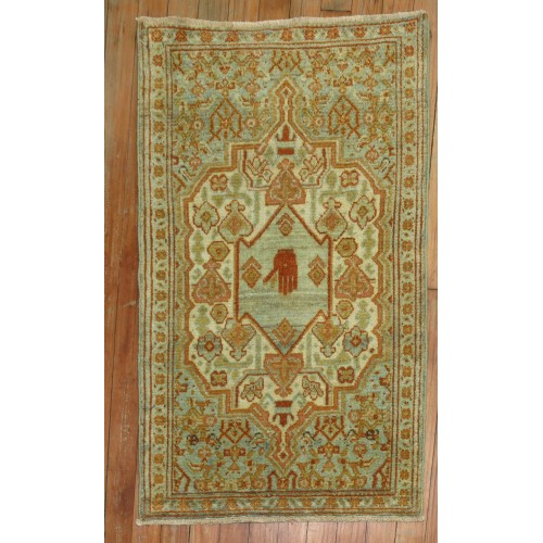 20th Century Antique Persian Senneh Mat with Hand Gesture No. j1790