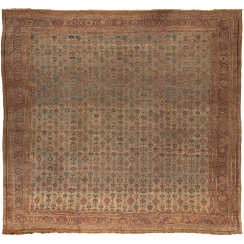Rare Large Square Persian Turqoise Bakshaish Rug No. j2216