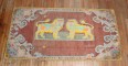 Colorful Lion Pictorial Turkish Accent Rug No. 31612