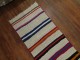 Colorful Striped Long and Narrow Kilim Runner No. j1748