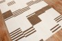 White Brown Minimalist Turkish Kilim No. j2854