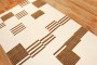 White Brown Minimalist Turkish Kilim No. j2854