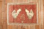 Rooster Brick Red Turkish Mini Rug No. j2968