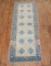 Blue Tan Small Turkish Runner No. j2982