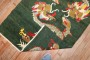 Green Tibetan Dragon Rug No. j3675