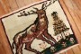 VIntage Deer Turkish Mini Rug No. j3834 