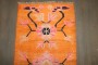 Bright Orange Floral Vintage Tibetan Rug No. j4589
