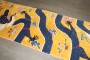 Yellow Tibetan Vintage Dragon Pillar Runner No. j4849