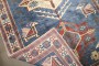 Blue Vintage Inspired Caucasian Rug No. j4884