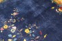 Navy Chinese Art Deco Floral Rug No. j5103
