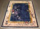 Navy Chinese Art Deco Floral Rug No. j5103