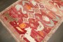 Red Floral Horse Goat Pigeon Gabbeh Vintage Rug No. j5126