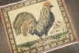 Vintage Turkish Ivory Field Rooster Mini Rug No. j5296