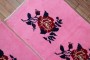 Bright Pink Floral Motif Vintage Turkish Rugs No. r5288