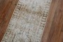 Distressed Narrow Neutral Persian Heriz 20th Century Runner No. r5402