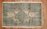 Green Deco Deer Worn Rug No. r5923