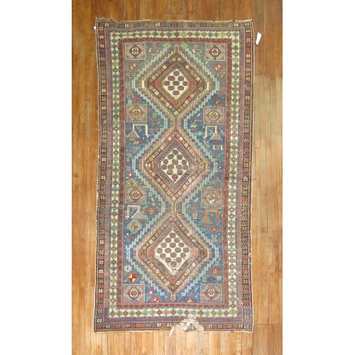 Distressed caucasian rug No. 10211