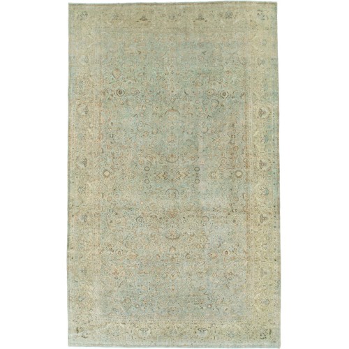 Pale Green Antique Persian Kashan Rug No. 10328