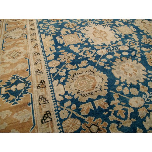  Indigo Blue and Brown Indian Mansion Rug No. 10331