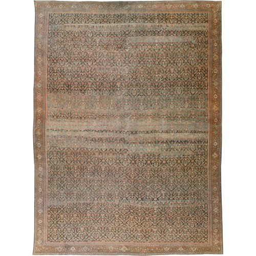 Charcoal Slate Antique Persian Herati Oversize Palace Rug No. 10333