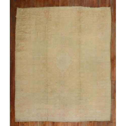 Pale green Pink Antique Oushak Rug No. 10366