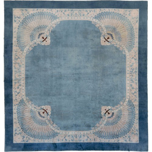 Light Blue Square Chinese Rug No. 10378