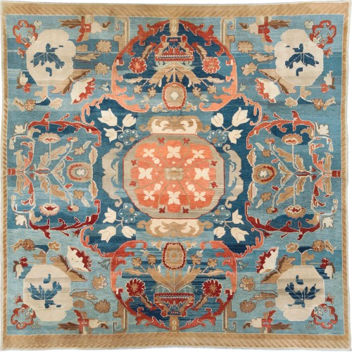 Dramatic Vintage Indian Square Rug No. 10496