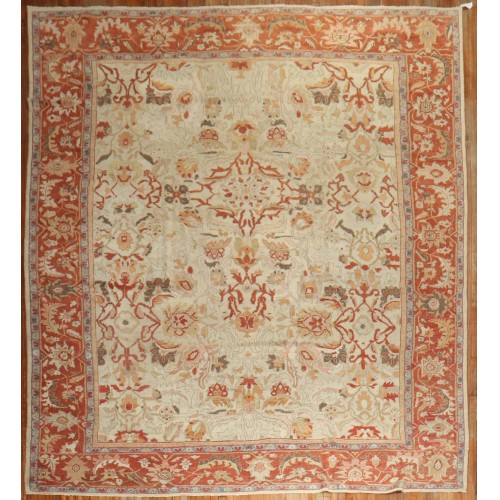 Ivory 19th Century Antique Persian Sultanabad Rug No. 10537