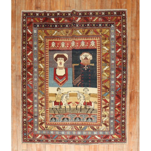 19th Century Conversation Caucasian Pictorial Rug No. 10540