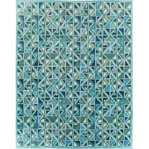 Large Turquoise Swedish Inspired Rug No. 10550