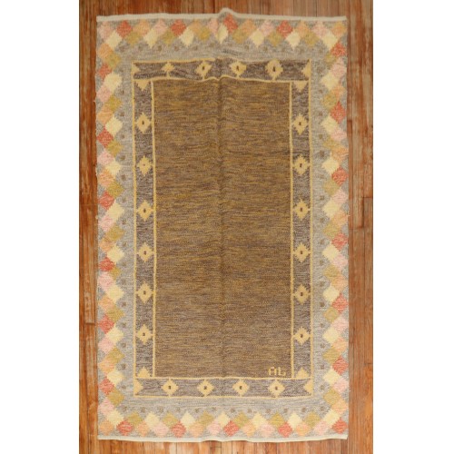 Signed Vintage Swedish Kilim  No. 10577