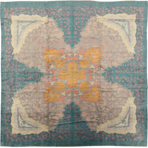 Whimsical French Deco Square Carpet No. 10607