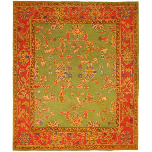 Bright Green Antique Square Turkish Oushak Rug No. 10613