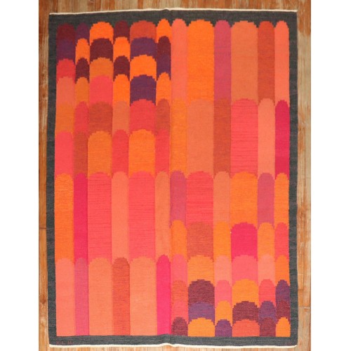  Dramatic Irma Kronlund Swedish Kilim No. 10662