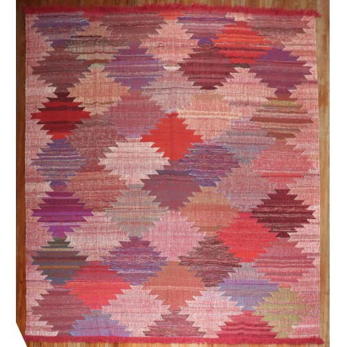 Oversize Purple Red Vintage Swedish Inspired Kilim No. 10706