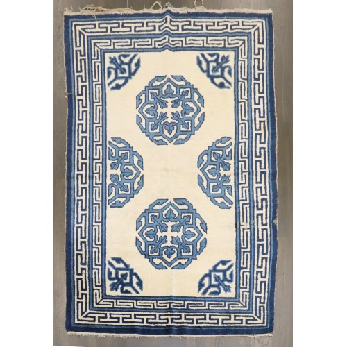 19th Century Ivory Blue Chinese Peking Rug No. 10823