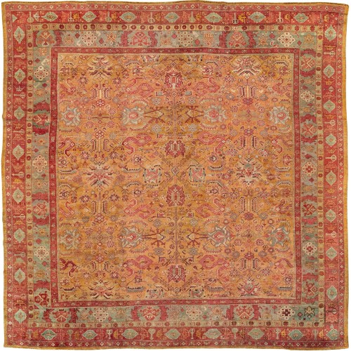 Gold Antique Turkish Square Rug No. 10869