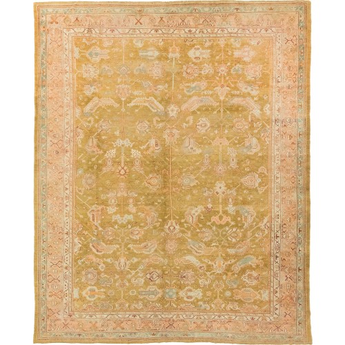 Large Green Antique Turkish Oushak Rug No. 10896