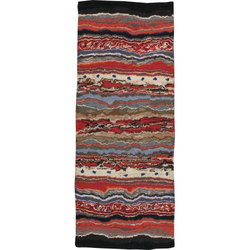 Rare Gallery Size wavy American Hooked Antique Rug No. 10940
