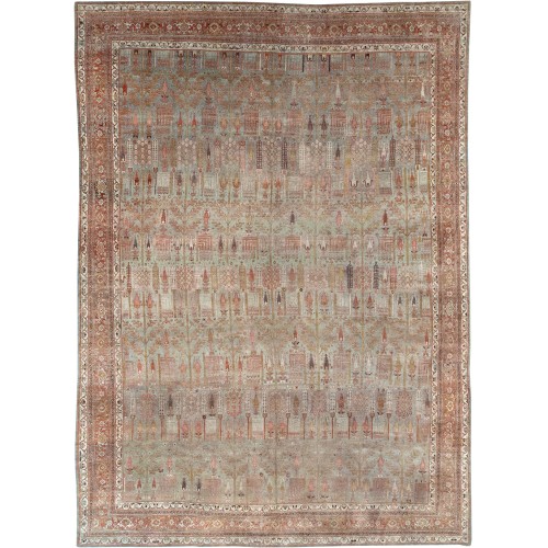 Cypress Tree Slate Gray Antique Persian Bidjar No. 10967
