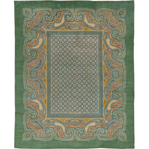 Rare Green Irish Donegal Antique Carpet No. 10984