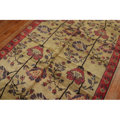 Olive Vintage Turkish Floral Rug No. 26814