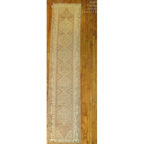 Vintage Turkish Oushak Runner No. 29499