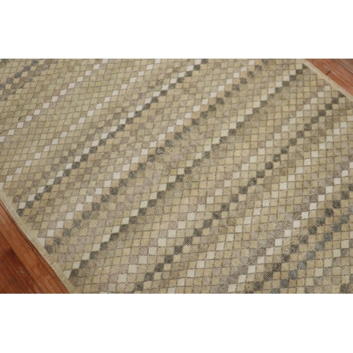 Neutral Vintage Turkish Deco Wide Runner No. 29957