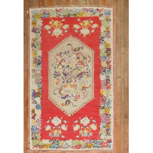 Bright Floral Turkish Ghiordes Rug No. 30020