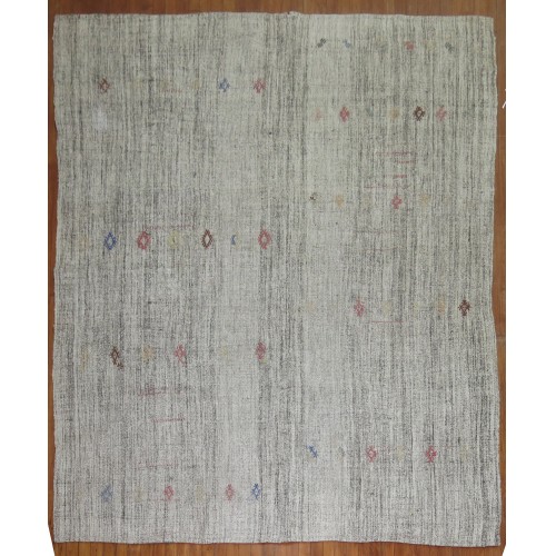 Gray Primitive Vintage Turkish Kilim No. 30427