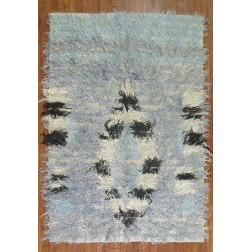 Powder Blue Vintage Turkish Tulu Rug No. 30443