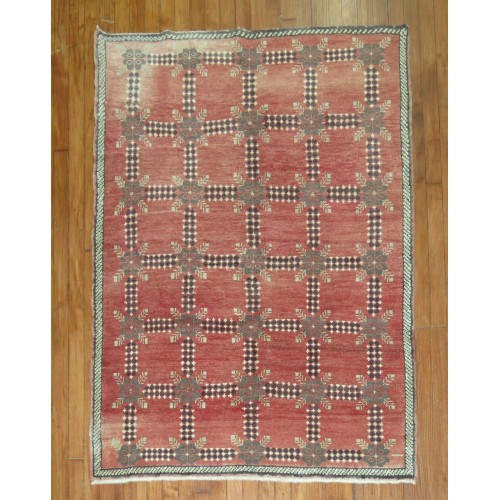 Soft Red Vintage Turkish Rug No. 30498