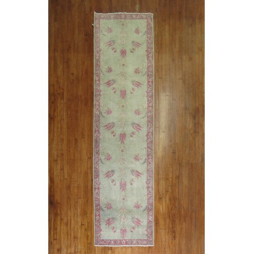 Green Pink Turkish Runner No. 30607